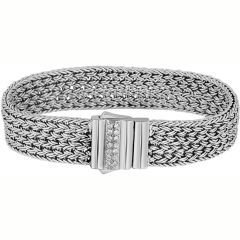 Sterling Silver White Fancy Woven Sapphire Bracelet (0.32.ct.tw)