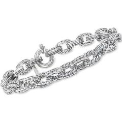 Sterling Silver Double Woven Link Men's Bracelet (41.24.gr.tw)