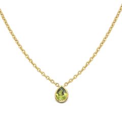 14k Solid Gold Pear-Shape Peridot Solitaire Necklace (1.0.ct.tw)