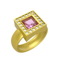 14k Gold Pink Tourmaline Diamond Ring (1.05.cts.tw)