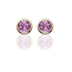 14k Solid Gold Round Amethyst Earrings Stud (2.0.cts.tw)
