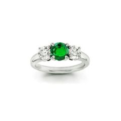 14k Gold Three Round Emerald Diamond Ring (1.10.cts.tw)
