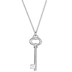 Sterling Silver Circle Key Chain Pendant Necklace (6.5.gr.tw)