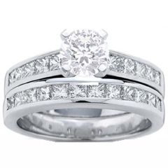14k Round Princess Cut Diamond Bridal Set Rings (2.70.cts.tw)