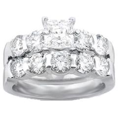 14k Gold Princess Round Diamond Bridal Set Rings (1.40.cts.tw)