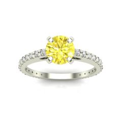 14k White Golden Yellow Diamond Ring (0.90.ct.tw)