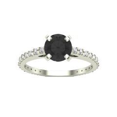 14k Round Cut Black Solitaire Diamond Ring (0.65.ct.tw)