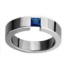 14k White Gold Square Sapphire Cigar Band (0.50.ct.tw)