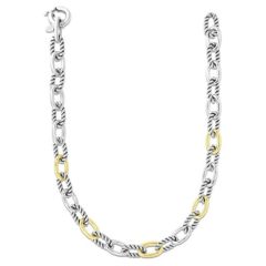 Paperclip Cable Link Necklace 18k Gold And  Sterling Silver 