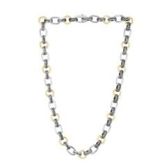 18K Gold Silver Siver Mixed Link Cable Chain
