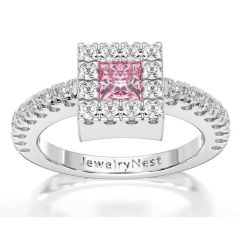 14k Gold Square Pink Sapphire Diamond Ring (0.96.cts.tw)