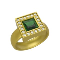 14k Gold Green Tourmaline Diamond Ring (1.05.cts.tw)