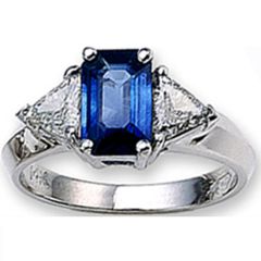 14k Gold Blue Sapphire Trillion Diamond Ring (1.60.cts.tw)