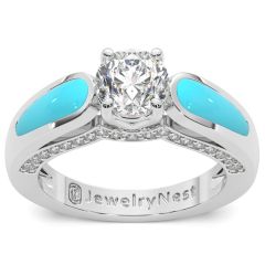 14K Turquoise Lab-Grown Diamond Engagement Ring (1.34.cts.tw)