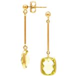14k Lemon Citrine Solid Gold Dangle Earrings (10.0.cts.tw)