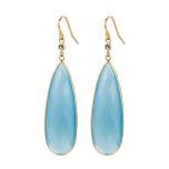 14k Blue Chalcedony Sapphire Dangle Earring (20.10 cts.tw)