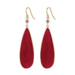 14k Pink Sapphire Red Agate Dangle Earring (20.10 cts.tw)