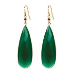 14k Black Diamond Green Agate Drop Earring (20.10 cts. tw) 