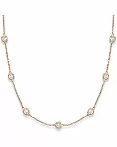 14k Rose Gold Round Diamonds Stationary Necklace (0.70.ct.tw)