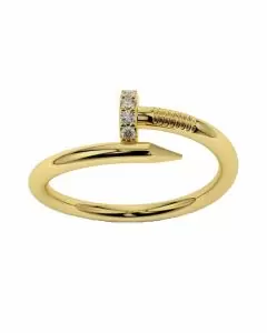  14k Yellow Gold Spiral Diamonds Nail Ring (0.12 ct.tw)