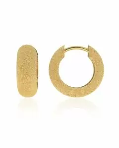 18k Solid Sandblast Texture Round Huggie Earrings (4.78 gr.tw)