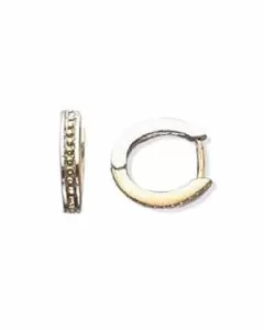 14k Solid Gold Oval Two-Tone Caviar Huggie Earrings (4.5.gr.tw)