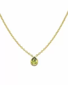 14k Solid Gold Pear-Shape Peridot Solitaire Necklace (1.0.ct.tw)